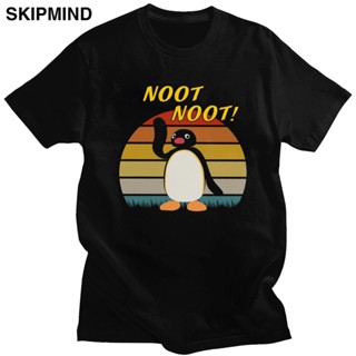 ขายดี เสื้อยืดลําลอง ผ้าฝ้าย แขนสั้น คอกลม พิมพ์ลาย Noot Noot Pingu Meme สีดํา สําหรับผู้ชาย NDdpgc03GLbohh71