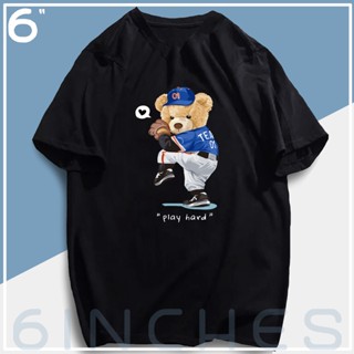 TEDDY BEAR baseball PLAY HARD TSHIRT COTTON UNISEX ASIA SIZE HD HIGH QUALITY_02