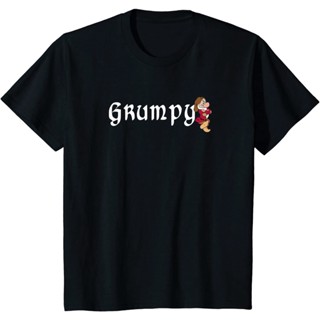 Premium Cotton T-Shirt Disney Snow White Grumpy Leaning On Name Banner Printed_03