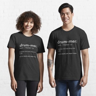 เสื้อแขนสั้น เสื้อยืดผ้าฝ้าย เสื้อไม่ต้องรีด ผ้านุ่ม คอกลม Funny Drummer Definition Essential T-Shirt 82172609708381803