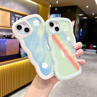 2 In1 เคสโทรศัพท์ซิลิโคน TPU แบบนิ่ม กันกระแทก ลายดอกไม้ สีรุ้ง สําหรับ iPhone 14 13 12 11 Promax 6 6S 7 8 Plus X XR XSMax SE