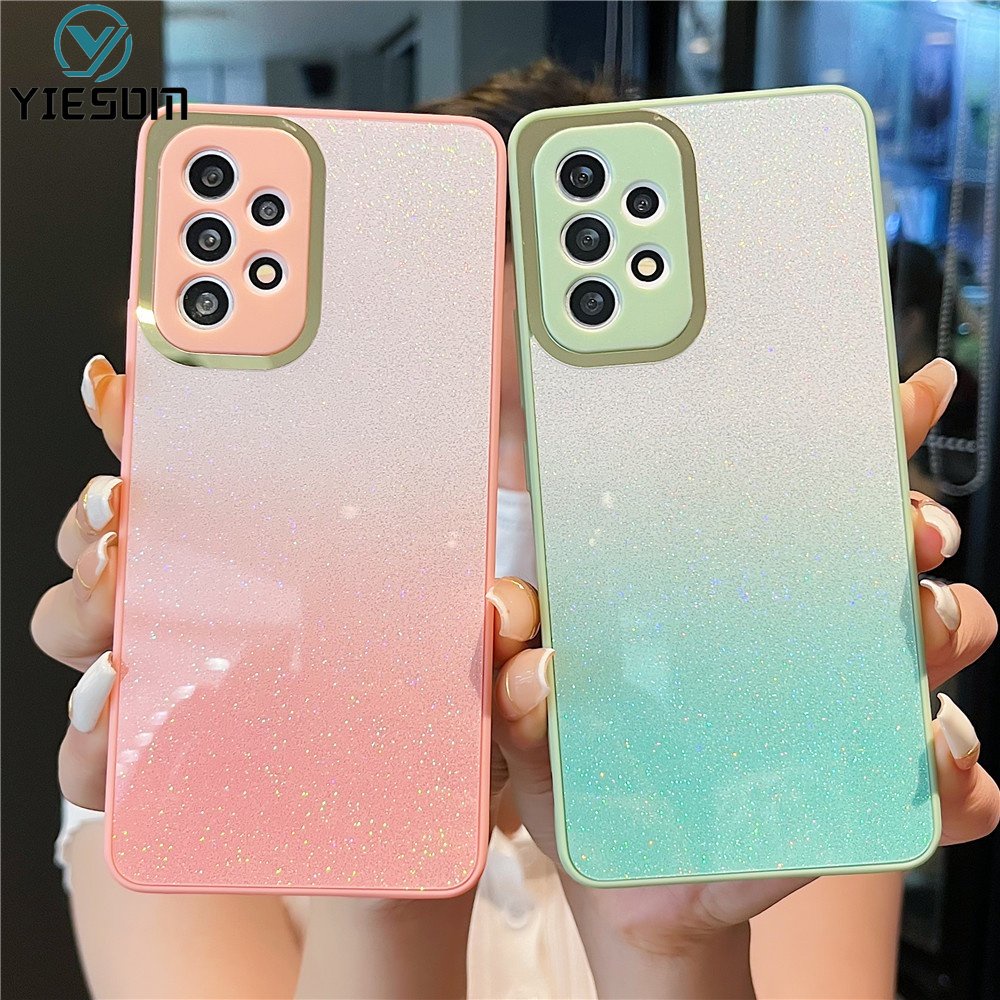 หรูหรา Glitter Rainbow Gradient เคสโทรศัพท ์ สําหรับ Samsung Galaxy A73 A53 A33 A54 5G A23 A13 4G กันกระแทกทั ้ งหมด