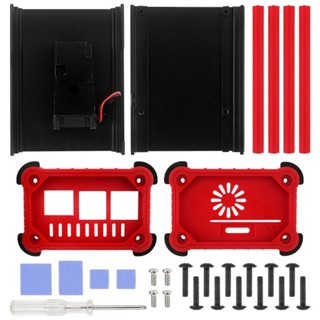 R* กล่องเคสอลูมิเนียม ป้องกัน สําหรับ Raspberry Pi 4 Model B พร้อมพัดลมระบายความร้อนฮีทซิงค์คูลเลอร์