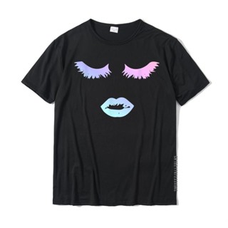 Rainbow Pastel Make Up Eyelash And Lips T-Shirt Cotton Male Tees Unique Tshirts Casual Brand  VCER RCPR_12