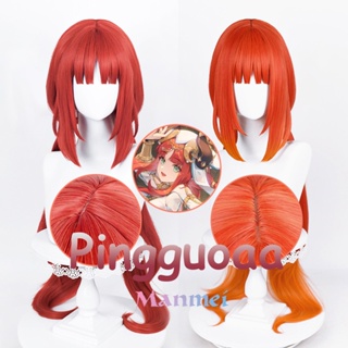 Manmei Genshin Impact Nilou Cosplay Wig 80cm Long Straight Red Orange Gradient Wigs Heat Resistant Synthetic Hair