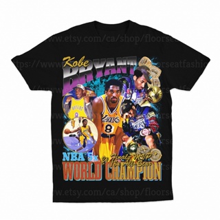 เสื้อยืดแฟชั่นผู้ชายคอกลมผ้าฝ้ายสไตล์วินเทจ Kobe Bryant Los Angeles Lakers Tribute