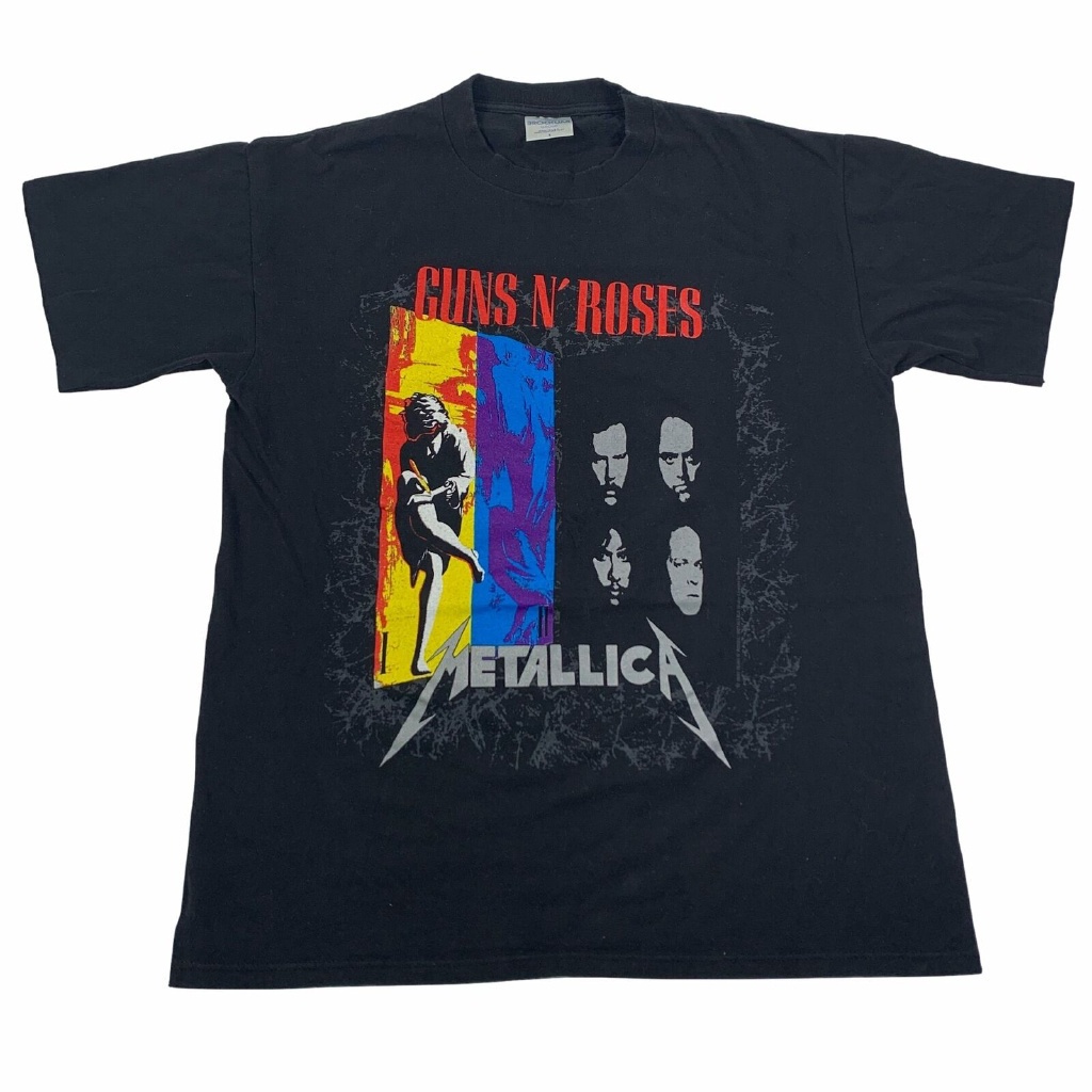 ♠Gildan - ?Vintage Guns N' Roses / Metallica "1992" Tour T-Shirt Faith No More  for men_03