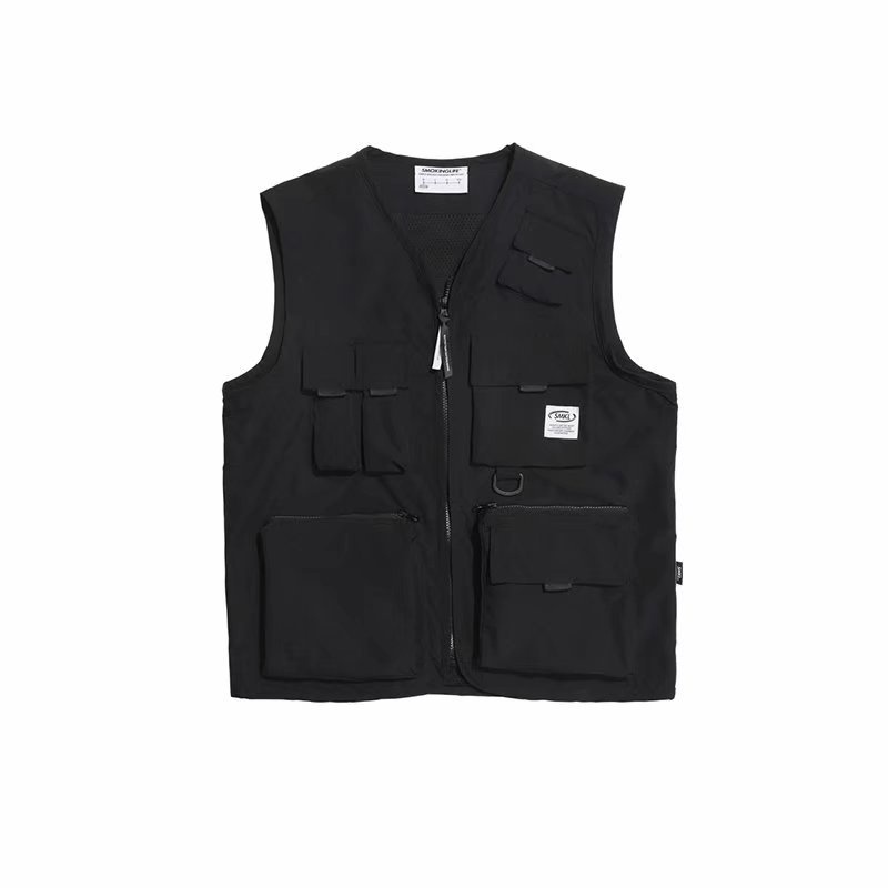 Suikone เสื้อกั๊กผู้ชายแฟชั่นสไตล์เกาหลีสไตล์คู่รักหลายกระเป๋าชุดทำงานด้านบนแขนกุดลำลองหลวมน้ำแบรนด์โค้ท - รูปที่ 3