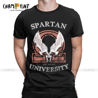 Summer T-Shirt Men  Spartan University God Of War Humorous   Kratos Game T Shirts  Clothing Plus Size 100% Cotton S_02