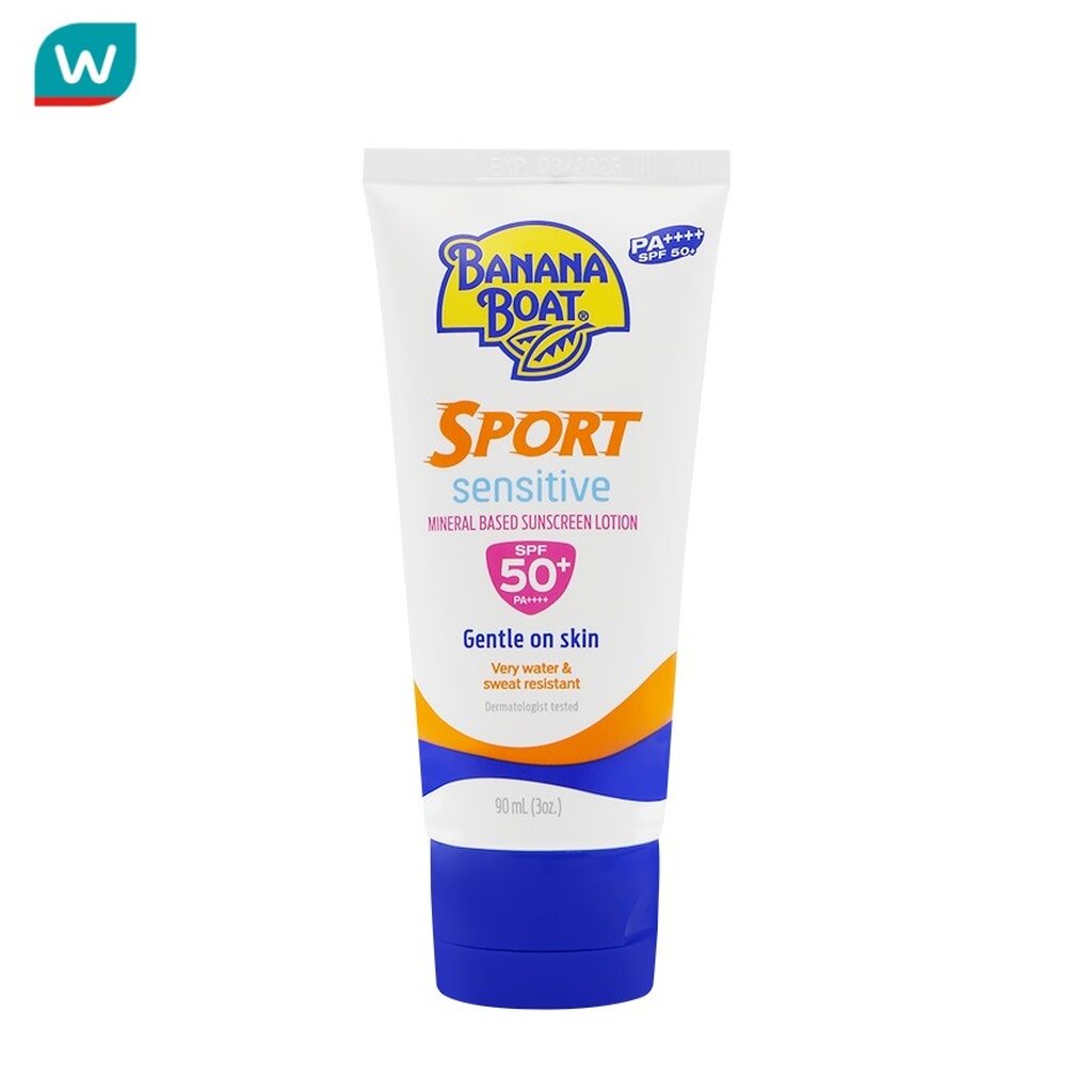 Banana Boat บานาน่า โบ๊ท สปอร์ต เซ็นซิทีฟ มิเนอรัล เบส ซันสกรีน โลชั่น เอสพีเอฟ50+พีเอ++++ 90 มล.
