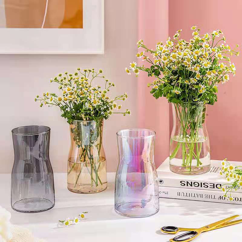 แจกันแก้ว Nordic Creative แจกันแก้วสีเครื่องประดับ Terrarium แจกันดอกไม้กระถางต้นไม้ Ins Creative Hydroponic โปร่งใสดอกไม้เครื่องเป่าห้องนั่งเล่นตกแต่งตาราง