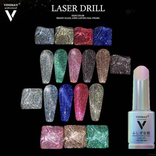 ♕Hanbi น้ำยาทาเล็บตาแมว18สีสะท้อนแสง Broken Diamond Spar Laser น้ำยาเคลือบเล็บกึ่งถาวร Uv แบบแช่ตัวสำหรับร้านทำเล็บ15Ml Wfuture♕