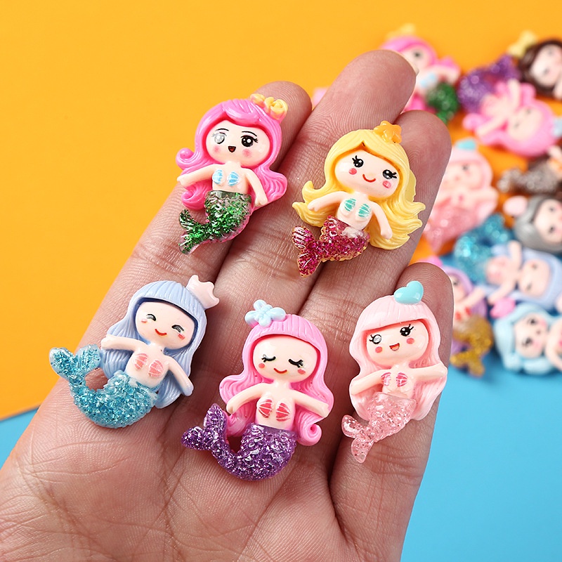 10 ชิ้น สร้างสรรค์ นางเงือก ครีม กาว อุปกรณ์เรซิน DIY เคสโทรศัพท์ อุปกรณ์ผม ถ้วยน้ํา วัสดุ