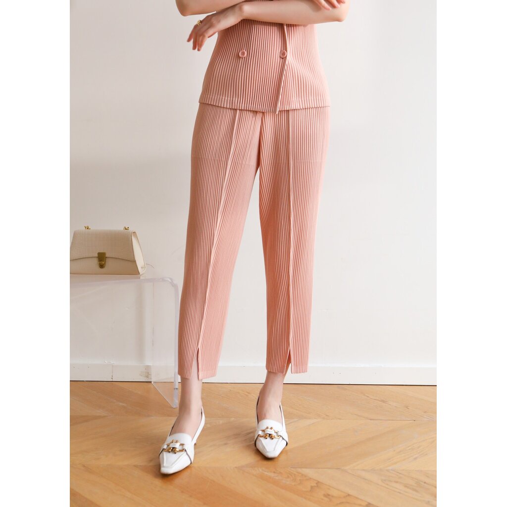 ยาว36,37นิ้ว!! 2MUAY รุ่น GJO8769 กางเกงผ้าหนาอัดพลีท THICK SLIM SPILT FRONT PLEATED PANTS 14 สี FREE SIZE