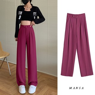 MANSA womens wide leg straight leg suit pants กางเกงขากว้าง กางเกงสูท กางเกงขายาว กางเกงขายาวผู้หญิง