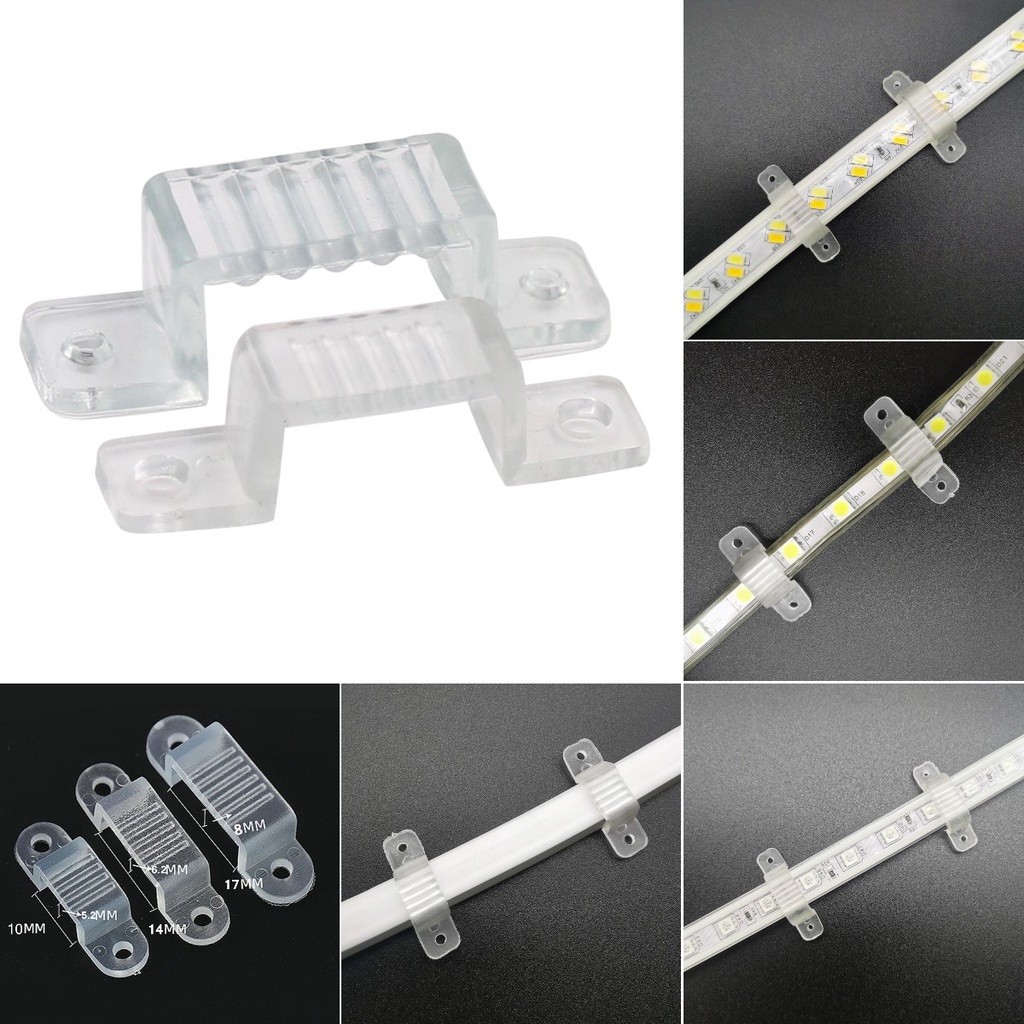 คลิปยึดสายไฟ LED พลาสติก กันน้ํา 10, 12.5, 14, 17 มม. สําหรับแถบไฟ LED 220V 110V 5050 3014 5730 2835 50 ชิ้น