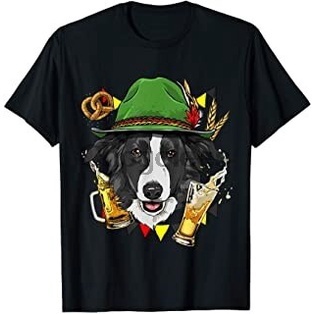 Border Collie Oktoberfest Dog Lederhosen German Beer Fest T-Shirt_04