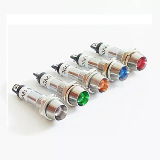 LED 8 มม.ไฟแสดงสถานะกันน้ำ ไฟสัญญาณ LED นูนโคมไฟ XD8-1 5 สี 12V 24V 220V