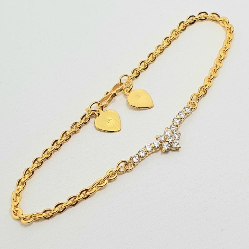 MATA Rante Nori Bracelet Light Gold V White Eye Flower 3 กรัม