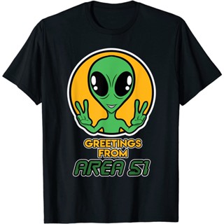 เสื้อยืด  Clothes Funny Greetings from Area 51 Storm UFO Alien Raid Women Men T-Shirt_02