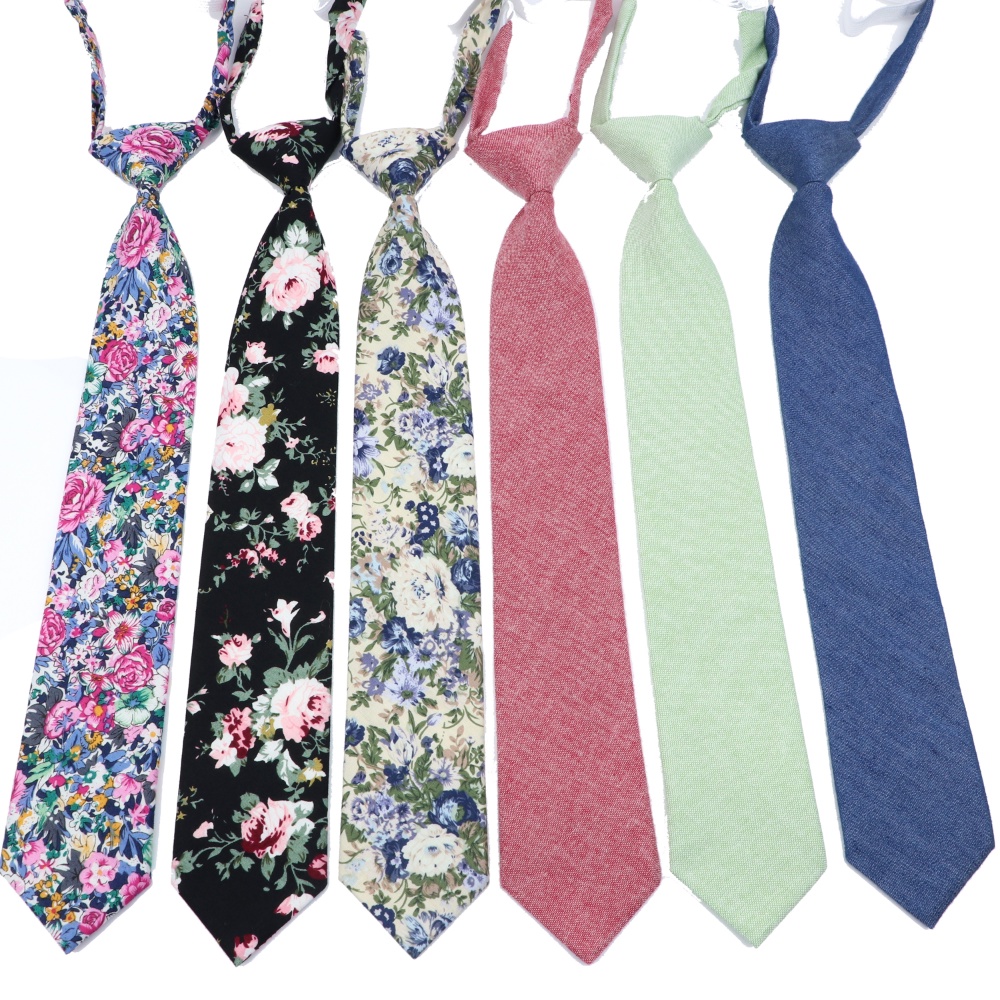 Zonfaz ผ้าฝ้ายดอกไม้เด็กเนคไทยืดหยุ่นเด็กน่ารัก Easy Tie โรงเรียนทุกวัน Skinny Ties