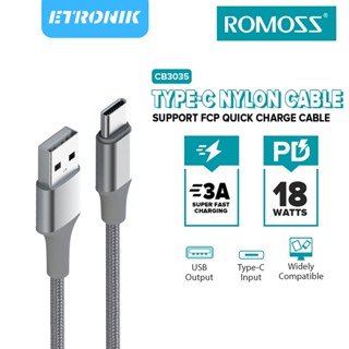 ETRONIK Romoss CB3035 1m 18W Watts Type C สายชาร์จ 3A Data Line