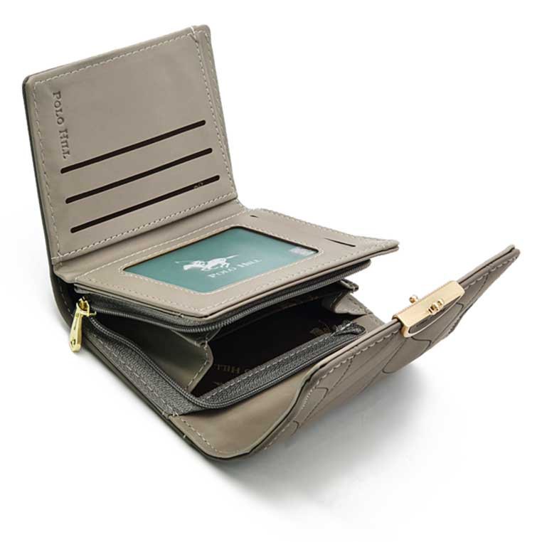 Polo HILL Ladies Leaf Inspired Stitching Tri-Fold Wallet PW120