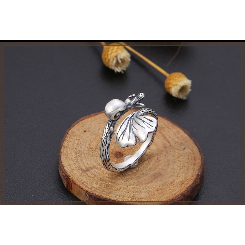 เครื่องประดับ แหวนเงิน แบบเปิด รูปสุนัขจิ้งจอกน้อย สามารถปรับได้ แฟชั่นเรโทร สําหรับผู้หญิง - รูปที่ 6