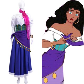 ชุดเดรสคอสเพลย์ The Hunchback of Notre Dame Esmeralda สีม่วง สีฟ้า สําหรับปาร์ตี้