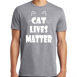 เสื้อยืดผู้หญิง เสื้อยืดลําลอง ผ้าฝ้าย แขนสั้น พิมพ์ลายแมว Lives Matter แฟชั่นฤดูร้อน สําหรับผู้ชาย