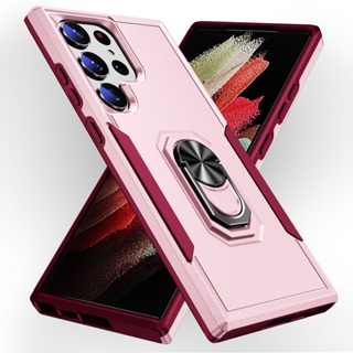 Samsung Galaxy S10 S10Plus S20 S20Plus S23 Ultra เคสแข็ง เคสป้องกัน สําหรับงานหนัก พร้อมแหวนนิ้วโลหะ ขาตั้ง