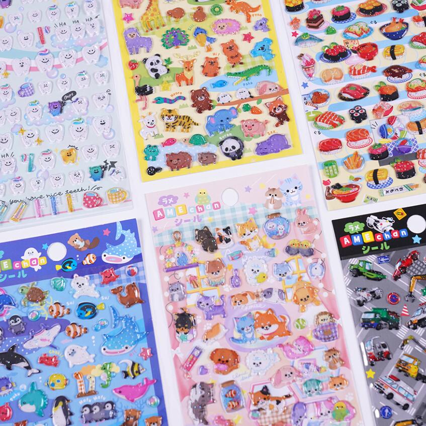Kawaii สติกเกอร์ ลายสัตว์ทะเล ซูชิ 3D Diy สําหรับติดตกแต่งสมุดภาพ เครื่องเขียน ของขวัญเด็ก