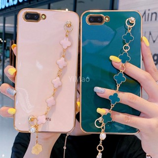 เคสซิลิโคนนิ่ม ลายใบโคลเวอร์ พร้อมสายคล้อง สําหรับ OPPO CPH1853 CPH1803 CPH1805 CPH1809 CPH1851 CPH1909 CPH1920 CPH1912 CPH1901 CPH1903 CPH1905