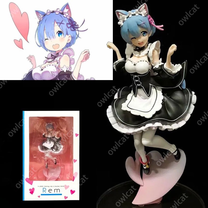 โมเดล Re: Zero Rem (Necomimi Ver.) 23cm 1/8 Size Cat Ear Maid Reset Life Different World from Zero A