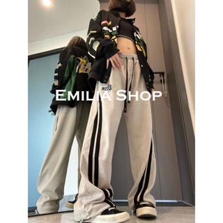 EMILIA SHOP กางเกงกีฬา กางเกงเอวสูง กางเกงขายาวผู้หญิงA23L0AB