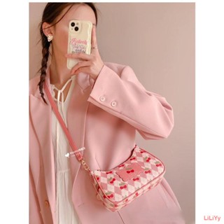 ❣SPOT🧡ใหม่ Rhombus Cherry Underarm Bag Women s French Shoulder Bag Messenger Bag