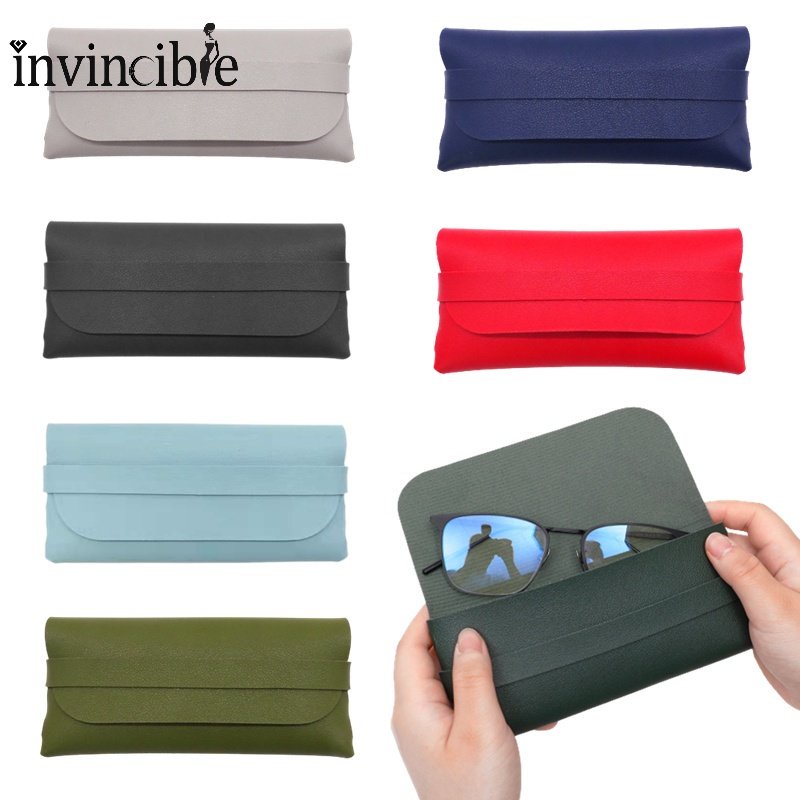 กระเป๋าใส่แว่นตา หนัง PU แบบนิ่ม กันน้ํา แบบพกพา สีพื้น สไตล์มินิมอล อุปกรณ์เสริม