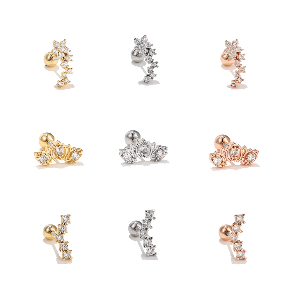 [สินค้าใหม่] ต่างหูสเตนเลส ทอง 18K ประดับเพทาย กันสนิม กันแพ้ สวยหรู แฟชั่น