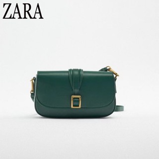 ZARA กระเป๋าสะพายไหล่ ทรงสี่เหลี่ยม ขนาดเล็ก สีเขียว สไตล์คลาสสิก สําหรับสตรี