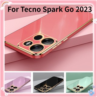 เคสโทรศัพท์มือถือชุบไฟฟ้า 6D ขอบตรง สําหรับ Tecno Spark Go 2023