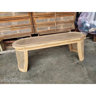 พร้อมส่ง / เก้าอี้ม้านั่งหวาย teak wood rattan lounge bench 120cm เก้าอี้ม้านั่งยาว มีสไตล์ม้านั่งยาว เก้าอี้ม้านั่งหวาย