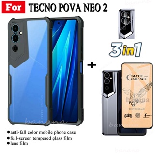 (พร้อมส่ง) 3in1 Tecno POVA Neo 2 เคสโทรศัพท์ กันกระแทก สําหรับ POVA NEO2 ฟิล์มฝ้าเซรามิค + ฟิล์มเลนส์กล้อง