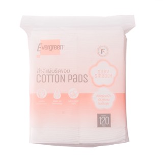 PADS เอเวอร์กรีนสำลีแผ่นรีดขอบ COTTON ซิลกี้120แผ่นผลิตภัณฑ์ดูแลผิวหน้าEVERGREEN SILKY SMOOCH120PCS