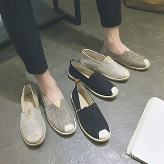 🔥Boat Shoes🔥ผ้าลินินผ้าใบรองเท้าแฟชั่นผู้ชายระบายอากาศนุ่มสบายรองเท้าลำลอง SC5865