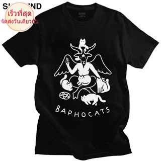 เสื้อยืดคอกลม แขนสั้น ผ้าฝ้าย แบบนิ่ม พิมพ์ลายกราฟฟิค Satan Demon Occult Goat UI321T45828_04