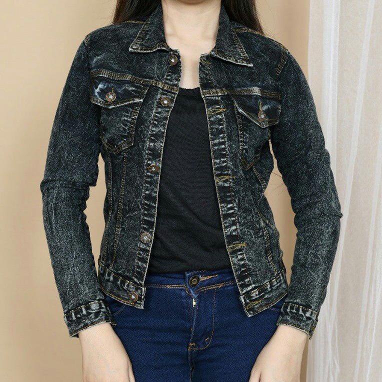 ราคาเสื้อ BIONDY DENIM ผู้หญิง CROP JEANS JACKET LATEST JINS JACKET สําหรับ GIRLS JACKET SNOWBLACK ส