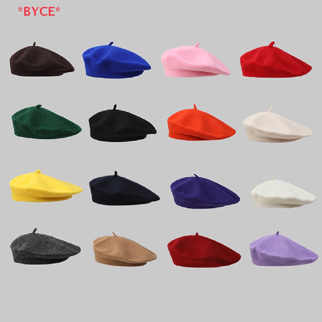 BYCE> วินเทจสตรีสาวหมวกเบเร่ต์ศิลปินฤดูหนาวที่อบอุ่นธรรมดา Beanies หมวกสวมหมวกสําหรับผู้หญิงใหม่