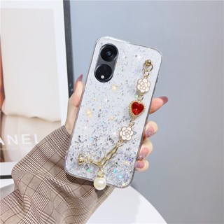 ใหม่ เคสโทรศัพท์มือถือใส แบบนิ่ม ลายดอกคามิเลีย มีสายคล้อง สําหรับ OPPO A98 5G A98 A98