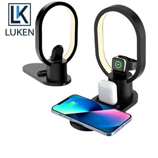 Luken 4in1 ที่ชาร์จไร้สาย ชาร์จเร็ว สําหรับ App Watch Airp Pro 15W Ip 8 XS XR 11 12 13 Pro MAX