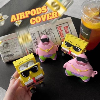 ใหม่ เคสหูฟังบลูทูธ ยางนิ่ม กันกระแทก ลายการ์ตูน Spongebob พร้อมตะขอ สําหรับ AirPods 1 2 pro 2 2023